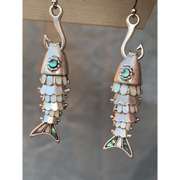 Lucky Brand Jewelry - new Lucky brand Fish hook Line earrings Novelty Silver Tone Color articulated